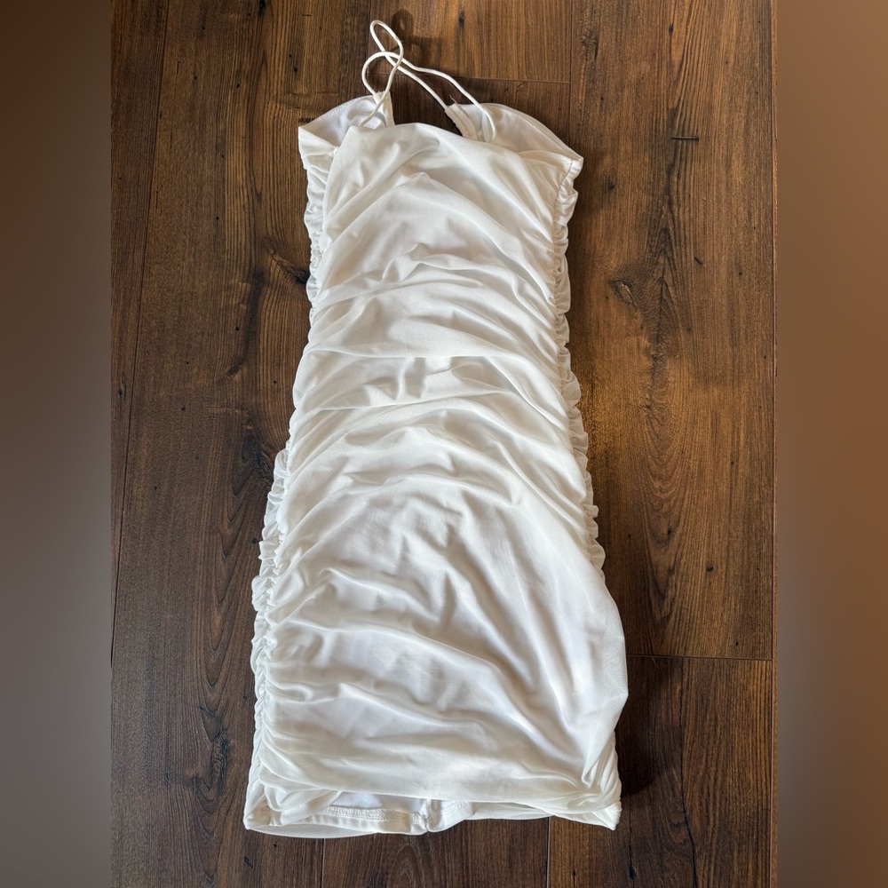 Windsor White Ruched Dress - Picture 2 of 3